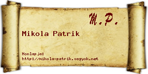 Mikola Patrik névjegykártya